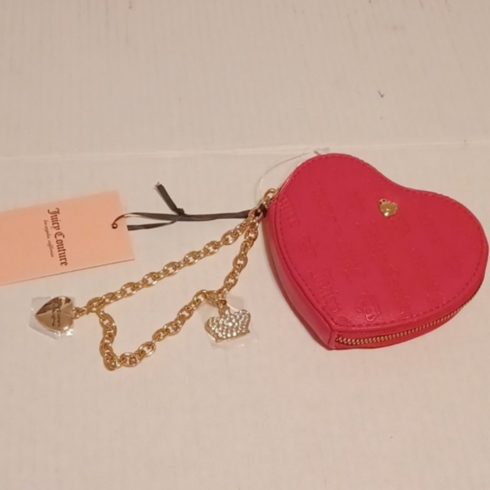2/$70 New Pink Heart Coin Purse With Charm Bracelet Handle
